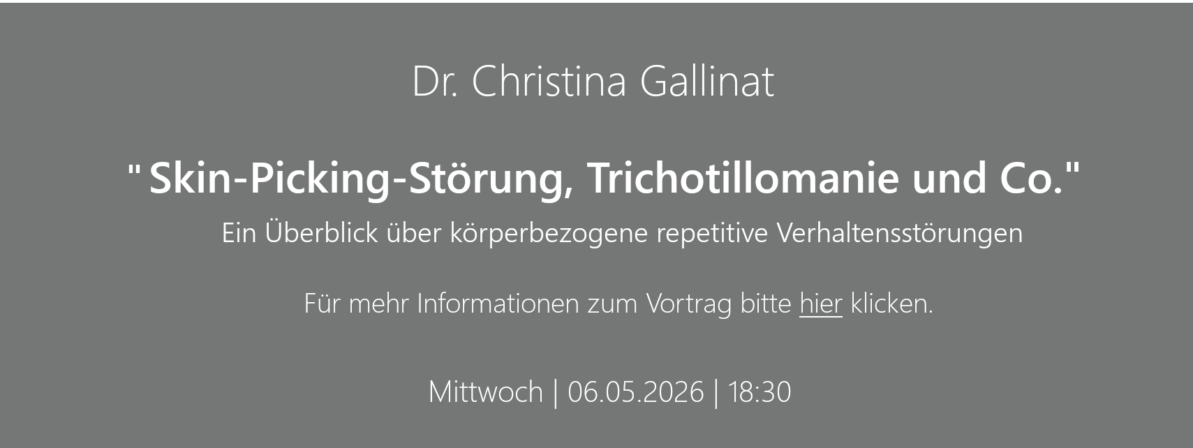 Fachvortrag 06.05.2026 Gallinat, Skin Picking und Co.